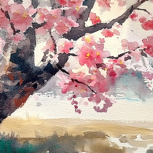 桜の木の絵画 春の壁アート 桜の水彩画アートプリント 桜の壁アート 桜の花のアート 花の壁の装飾