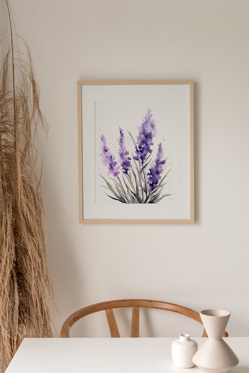 Lavender Watercolor Art Print Floral Wall Art Botanical Poster Modern ...