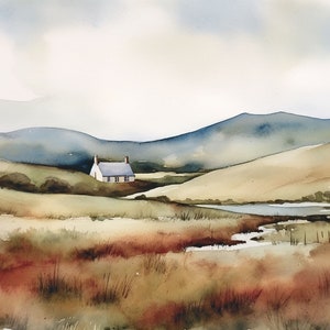 Killarney Painting National Park Watercolor Art Print Ireland Landscape Wall Art Irish Hills Artwork Farmhouse Wall Decor