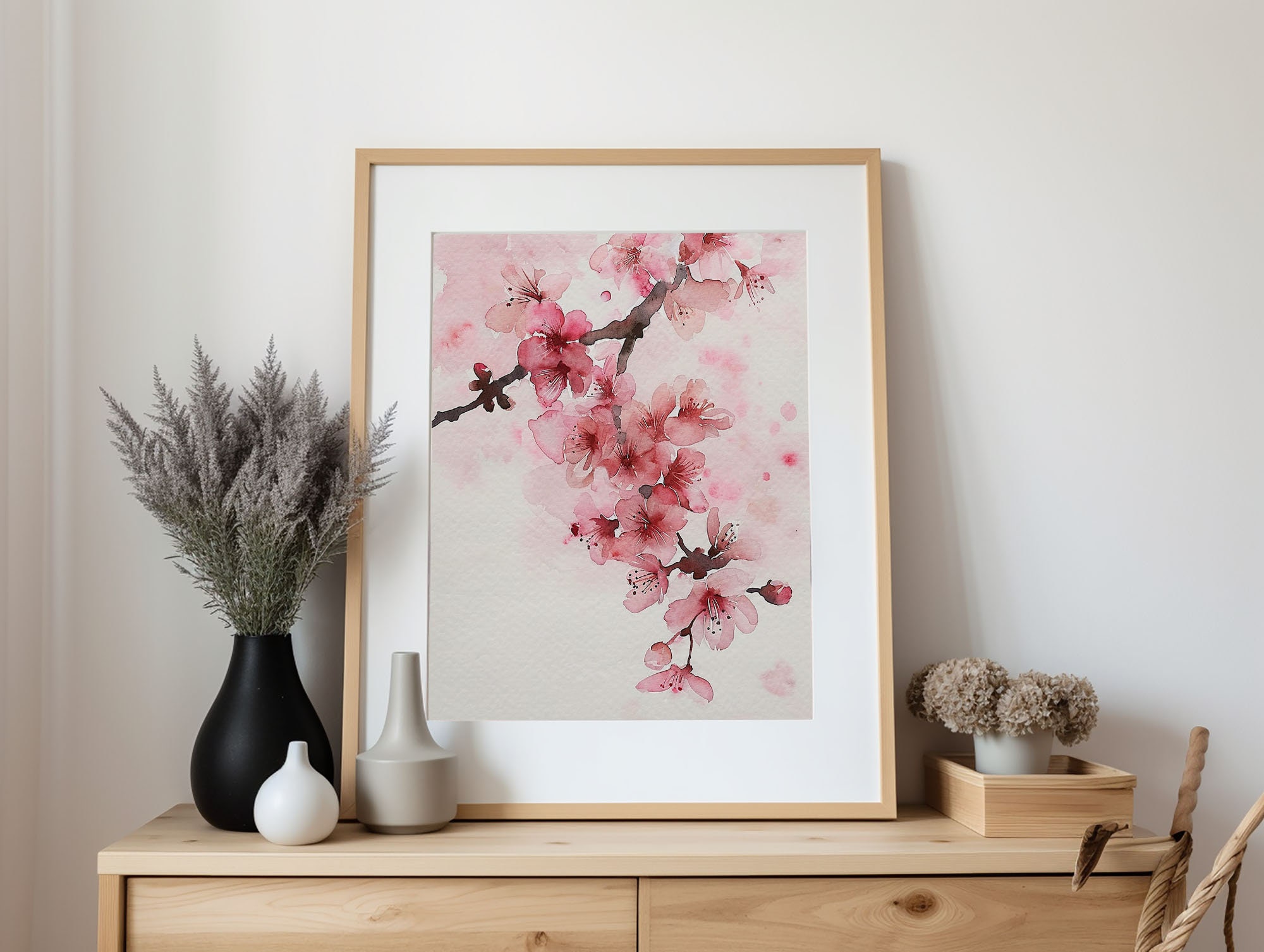 Cherry Blossom Painting Sakura Watercolor Art Print Flowering Tree Wall ...