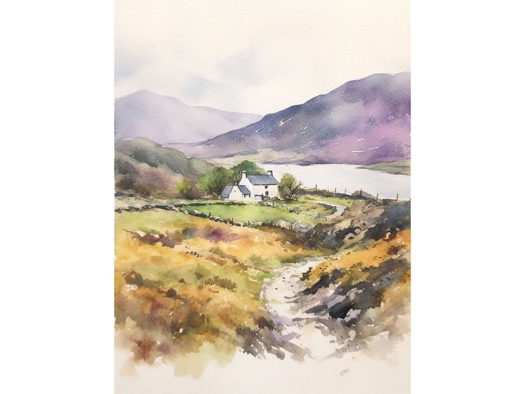 Irish Countryside Painting County Clare Watercolor Art Print Ireland