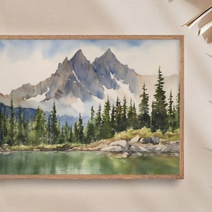 Sawtooth Range Painting Idaho Watercolor Art Print Alice Lake Landscape Wall Art Mountain Wall Art Pine Forest Print image 5