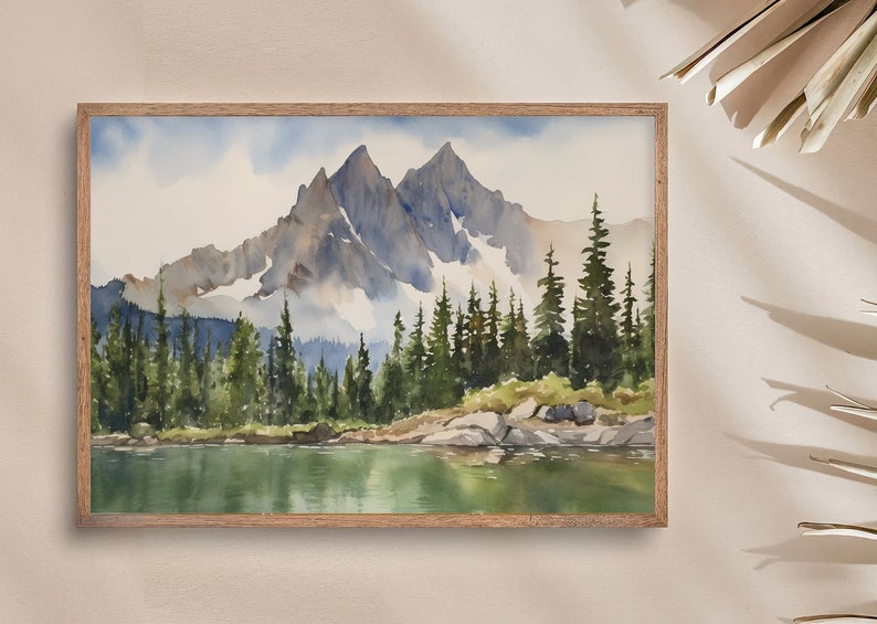 Sawtooth Range Painting Idaho Watercolor Art Print Alice Lake Landscape Wall Art Mountain Wall Art Pine Forest Print image 5