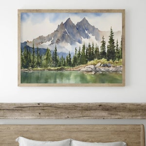 Sawtooth Range Painting Idaho Watercolor Art Print Alice Lake Landscape Wall Art Mountain Wall Art Pine Forest Print image 3