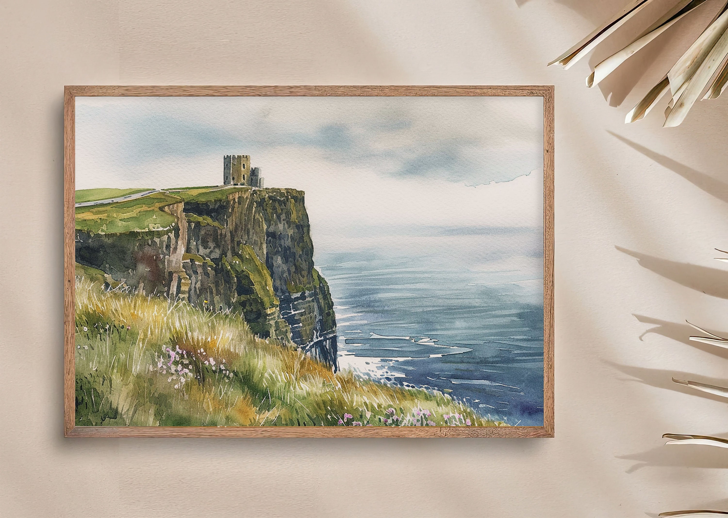 オブライエンの塔の絵画 アイルランド 水彩画 モハーの断崖 壁画