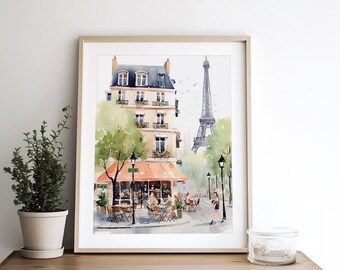 パリの絵画 エッフェル塔 水彩画 アートプリント パリの風景イラスト