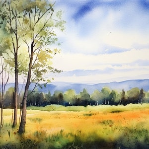 Weiße Berge Malerei Herbst Kunstdruck Berg Feld New Hampshire Landschaft Petrol Herbst Wald Kunstwerk