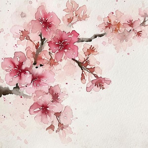 Sakura Painting Cherry Tree Watercolor Art Print Blooming Tree Print Cherry Blossom Wall Art Spring Wall Decor