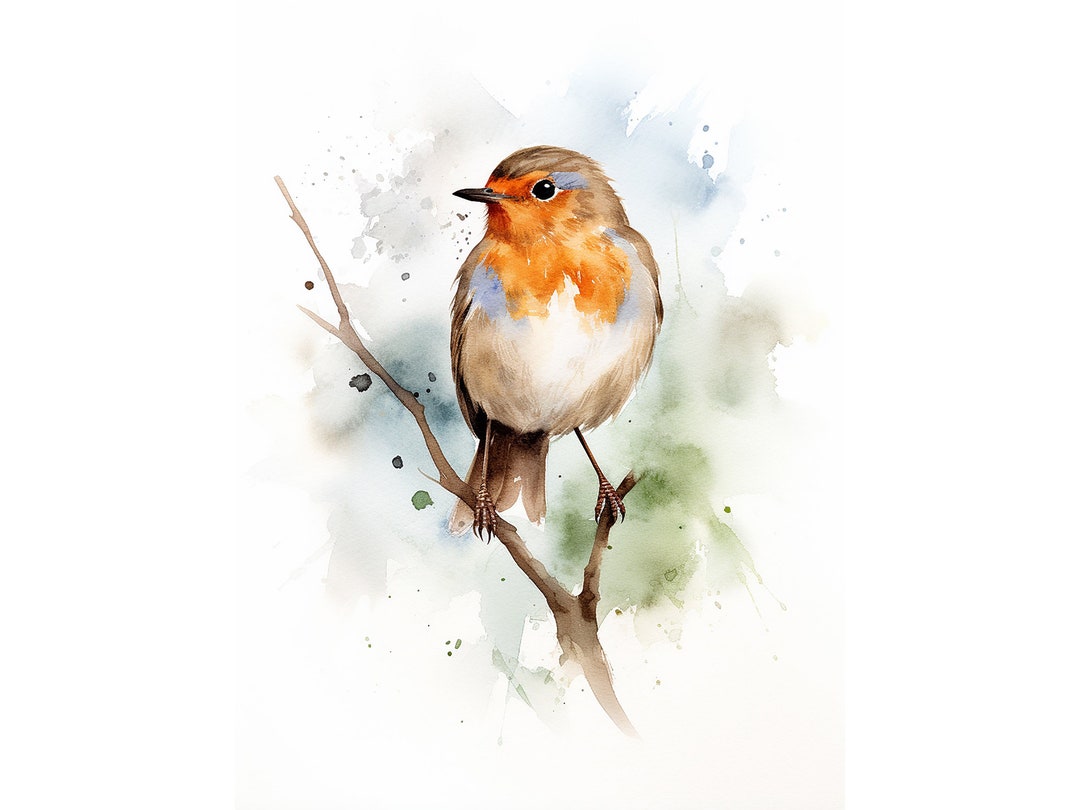 Robin Painting Bird Art Print From Original Watercolor Minimalist Wall ...