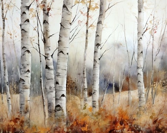 アート　【秋の白樺林】　送料込み0826 秋の白樺林 | ｜正光画廊