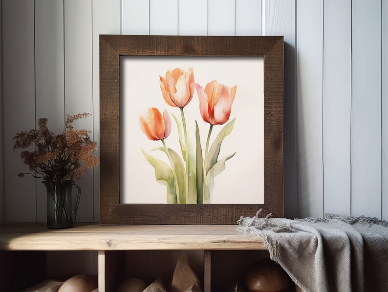 Tulip Painting Floral Art Print Tulips Watercolor Art Flowers Wall Art ...