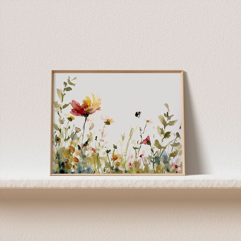 Wildflowers Watercolor Art Print Spring Flowers Painting Floral Wall ...