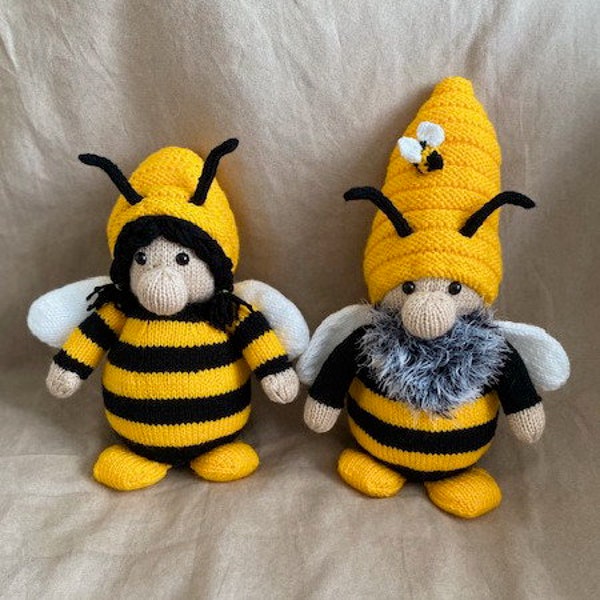 Bee Happy Gonk Gnome knitting pattern