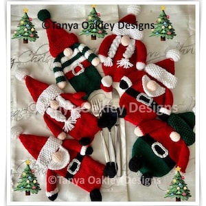 Patrón de tejido para portacubiertos navideños