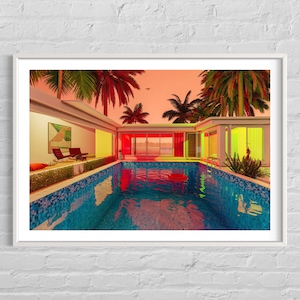 Poster maison de la mer affiche  photographique en couleur et en série limitée, impression d'art piscine 24x36 pouce (60,9x91,4 cm)