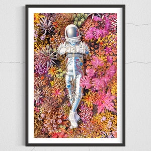 Stampa artistica di astronauta a infrarossi su carta fotografica, vista dal cielo, arte cosmica 24x36" (60,9x91,4 cm)