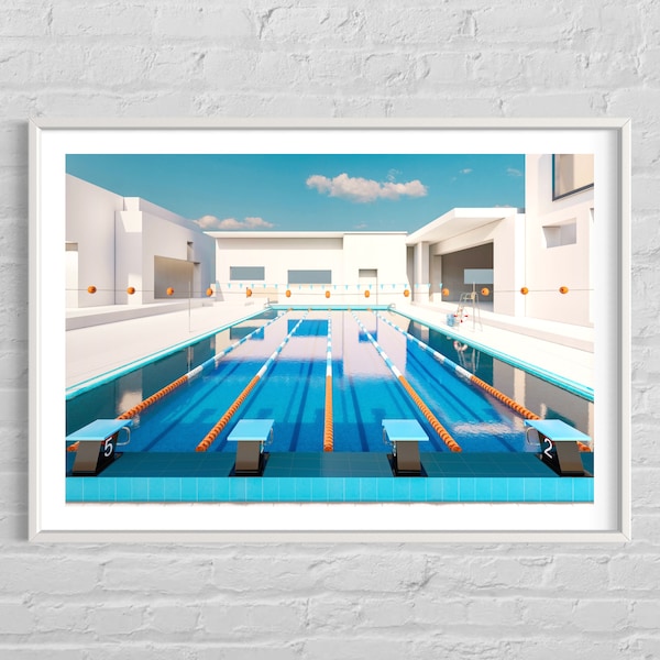 tirage photo d'une piscine olympique impression décorative, affiche d'art en série limitée