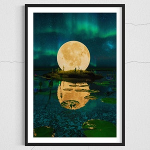 Konsttryck i begränsad upplaga på färgfotopapper, surrealistisk måne A4, 24x36 (60,9x91,4 cm)