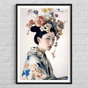 Japanese poster, print on photographic paper, contemporary art, Geisha poster