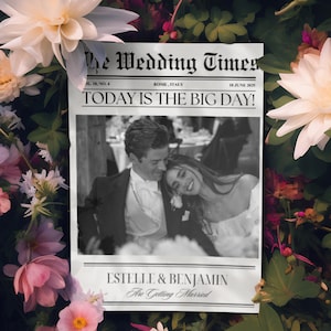 Editable Wedding Newspaper Template with Photo | Custom Wedding Program | Itinerary & Keepsake | Newlywed Times Style