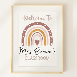 PRINTABLE Teacher Name Sign Template Canva| Rainbow Classroom Door Sign, Custom Back to School Printable, Personalized Teacher Decor