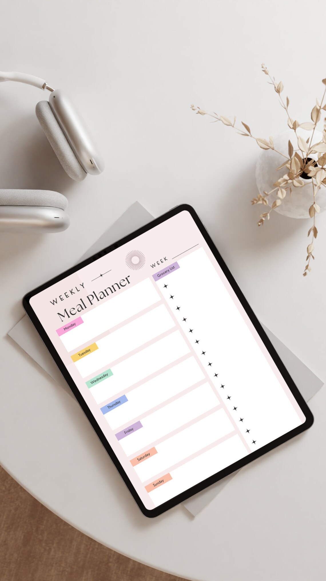 Weekly Meal Printable With Grocery List Printable Template - Etsy