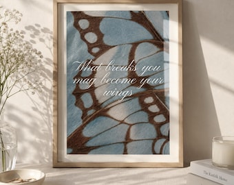 Butterfly Wall Art Print, Inspirational Quote Print, Nature Wall Decor, Minimalist Home Decor, Bedroom Wall Art
