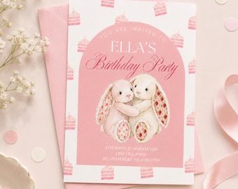 Pastel Birthday Invitation Template | Cute Watercolor Party Invite | Editable Printable Kids Birthday Invitation
