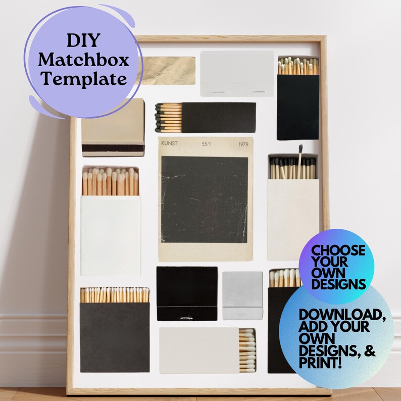Editable Matchbook Art Poster Template: Minimalist Decor (digital ...