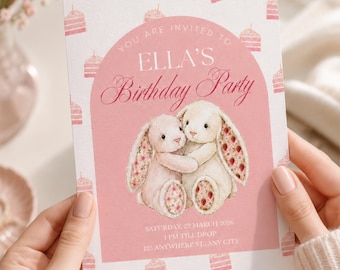 Pastel Birthday Invitation Template | Cute Watercolor Party Invite | Editable Printable Kids Birthday Invitation