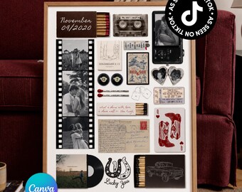 DIY Matchbook Poster: Custom Matchbox Art (Editable Canva Template, Digital) - Anniversary Gift For Boyfriend And Girlfriend