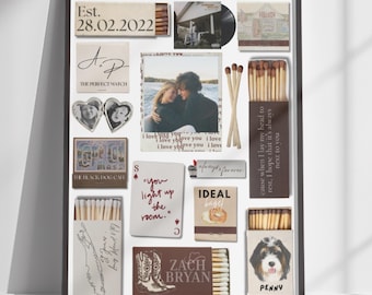 Custom Matchbox Art Poster Template, Anniversary Gift (Digital Download)