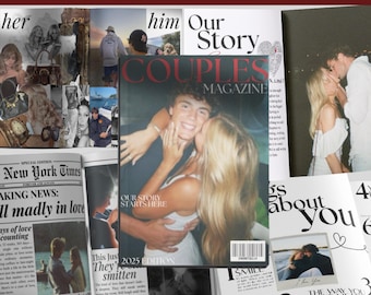 Couples Magazine Template Canva: Personalized Love Story Keepsake (A4 Digital Download)