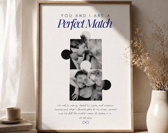 Custom Couple Photo Canva Template, Personalized Anniversary Gift, Puzzle Photo Collage, Wedding Gift, Valentine Print, 18x24 Wall Art
