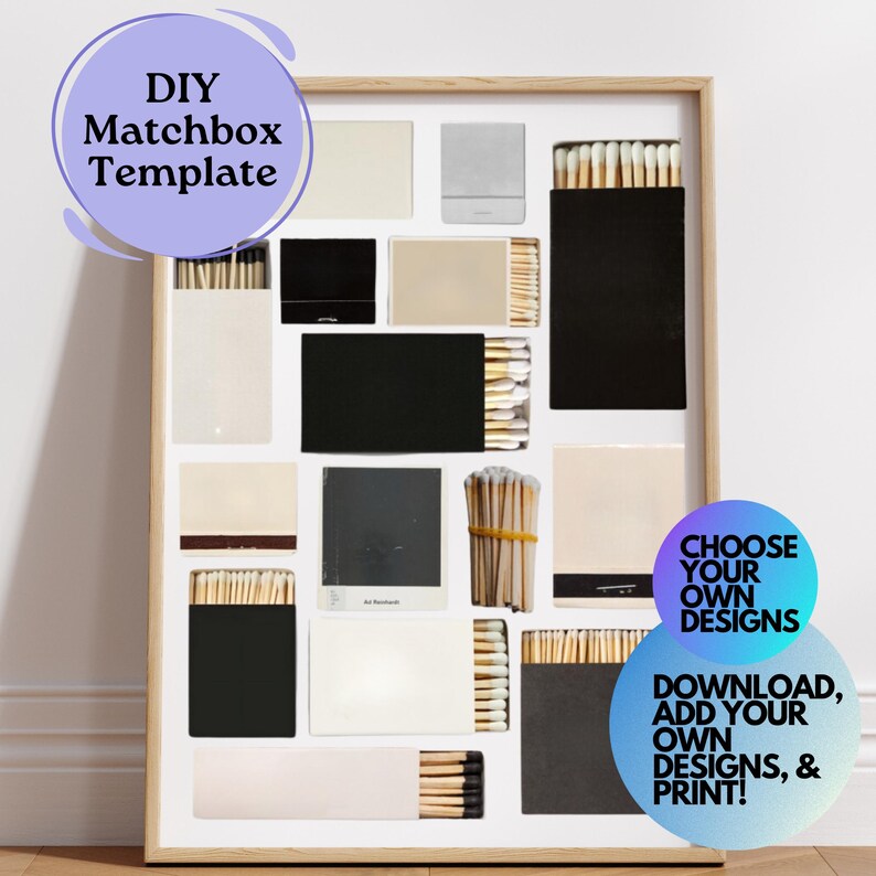 Matchboxes Patern Matchbook Poster Template: Minimalist Printable Decor (digital Download ...