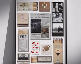 Bewerkbare sjabloon Matchbook-kunstposter: neutraal decor (digitale download)