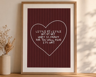 Motivational Quote Wall Art, Burgundy Red Aesthetic Print, Inspirational Heart Poster, Minimalist Bedroom Dorm Decor, Digital Download