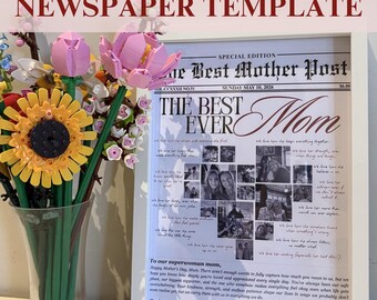 Editable Mother’s Day Newspaper Template Personalized Newspaper Canva Template Printable Mother’s Day Gift Aesthetic Newspaper Gift for mom