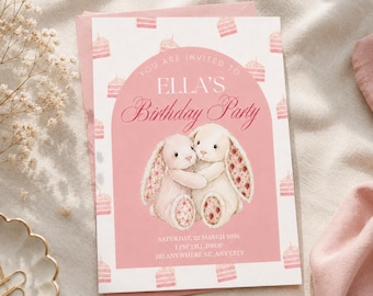 Pastel Birthday Invitation Template | Cute Watercolor Party Invite | Editable Printable Kids Birthday Invitation