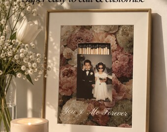 Personalized Couple Photo Print - Anniversary, Wedding Gift (Digital File Option Available)