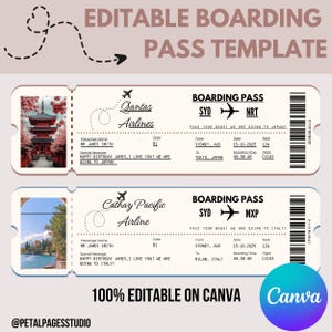 Editable Birthday Boarding Pass for Surprise Trip Reveal – Custom Airline or Plane Ticket, Perfect Vacation Gift or Boarding Pass Surprise
