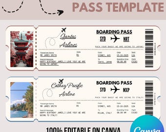 Editable Birthday Boarding Pass for Surprise Trip Reveal – Custom Airline or Plane Ticket, Perfect Vacation Gift or Boarding Pass Surprise