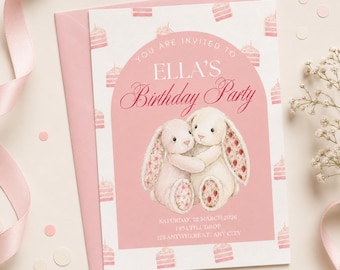Pastel Birthday Invitation Template | Cute Watercolor Party Invite | Editable Printable Kids Birthday Invitation