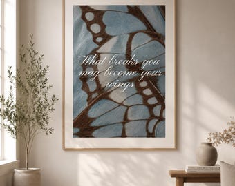 Butterfly Wall Decor, Inspirational Quote Art, Modern Nature Print, Neutral Living Room & Bedroom Wall Decor