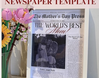 Editable Mother’s Day Newspaper Template Personalized Newspaper Canva Template Printable Mother’s Day Gift Aesthetic Newspaper Gift for mom