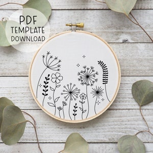 Simple Wildflower Embroidery Pattern Instant Download, Beginner ...