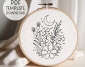 Flowers Hand Embroidery Pattern Download, Beginner Hand Embroidery Download, Embroidery Easy Wildflowers Embroidery Nature Embroidery PDF