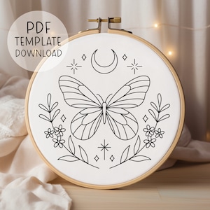 Floral Butterfly Embroidery Pattern Download, Insect Embroidery Design, Aesthetic Butterfly Embroidery, Butterflies PDF Embroidery Design