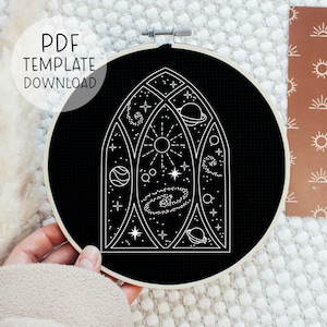Galaxy Window Embroidery Pattern, Universe Embroidery, Planets Embroidery Design, Space Embroidery, Star Embroidery, Galaxy Embroidery Art