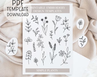 Printable Plants Embroidery Patterns Sheet, Floral Hand Embroidery Designs, DIY Embroidery Patch Designs Download For Stick And Stitch DIY